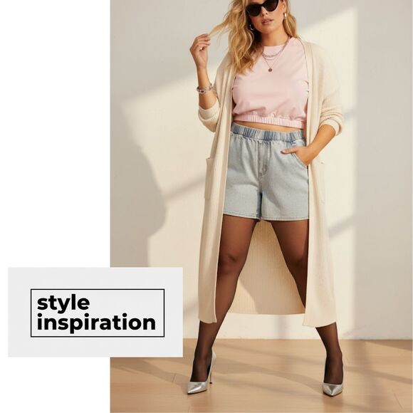 Good American Shorts Denim Dolly Crystal Rhinestone Pull-On Plus Size 3 L 12/14 - Picture 7 of 7